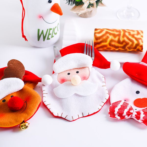 

navidad 2018 christmas tableware cover xmas santa claus knife and fork bags christmas table decorations new year party supplies
