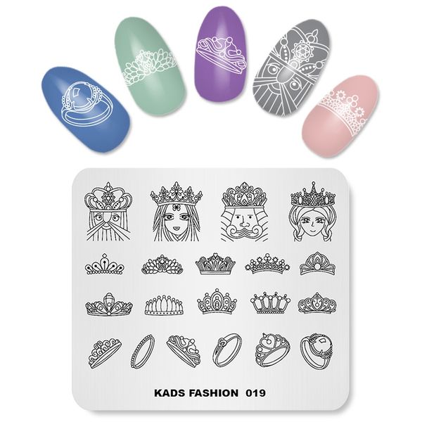 

new design nail art image stamping plates manicure tools nail stamp diy tips polish templates stencil queen ring pattern, White