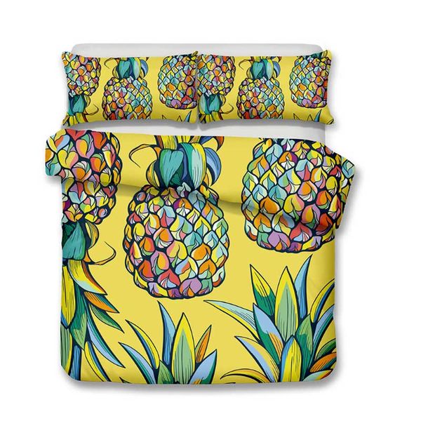 

cilected pineapple summer decorative duvet cover set with pillow cases quality soft quilt cover set 2/3pcs sing  king size