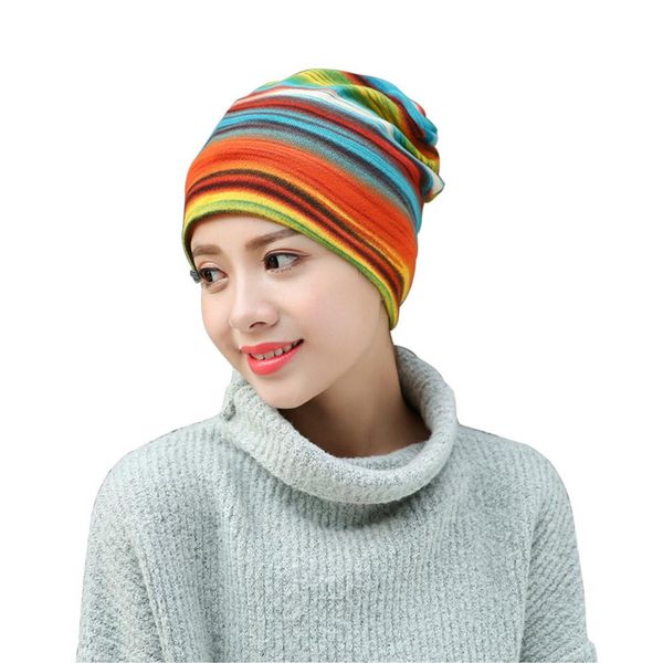 

new fashionable women's multifunctional innovative striped beanie hat patient chemo hat horsetail turban scarf, Blue;gray