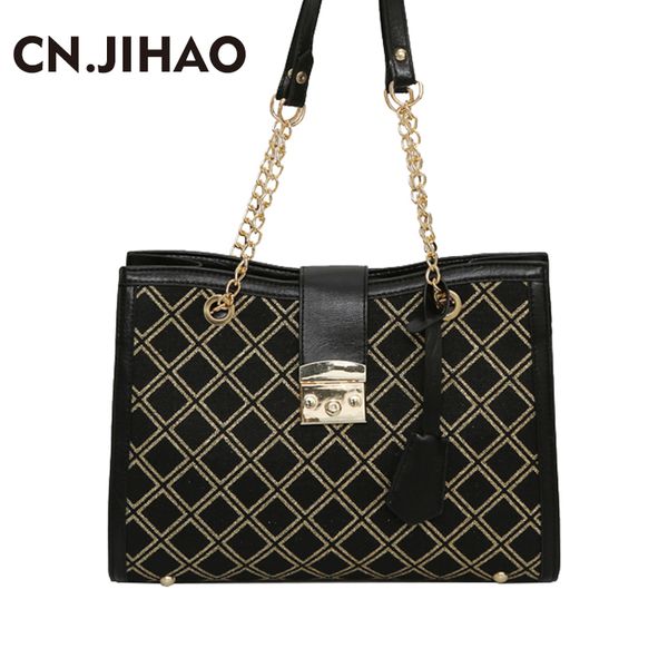 JI/_ Faux Leather Crocodile Print Large Capacity Women Tote Shoulder Bag Handba