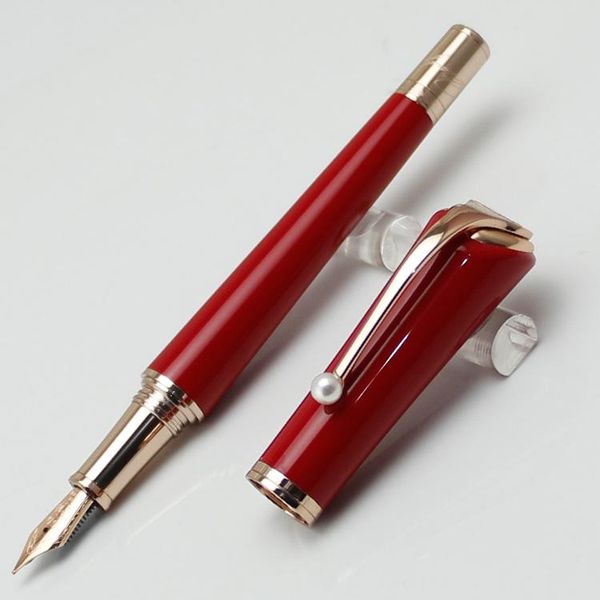

Fashion Red and Rose gold Muses Marilyn Monroe Fashion Lady signature Fountain pen with Pearl Clip for Love drop shipping