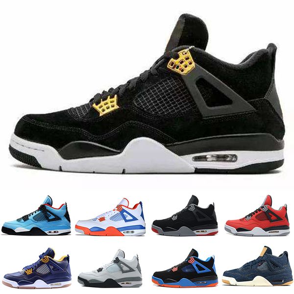 

4 4s Houston Oilers Travis Scotts Cactus Jack Raptors Mens Basketball Shoes Eminem Denim Pure Money Royalty Motosports Blue sports sneaker