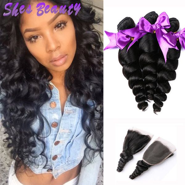 2019 Shesbeauty Peruvian Human Hair Bundles With Closure Hot Sale
