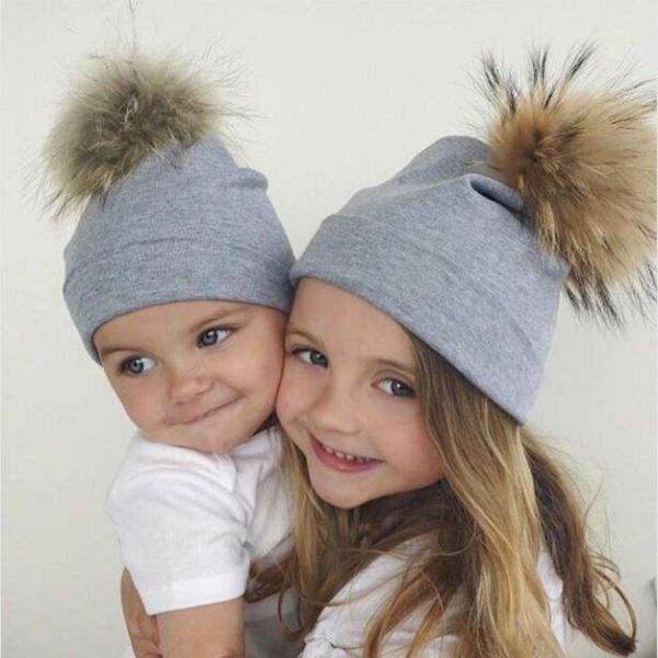 

new baby hat faux fur ball baby caps cotton child autumn boy girl cap faux fur children hat newborn accessories, Yellow