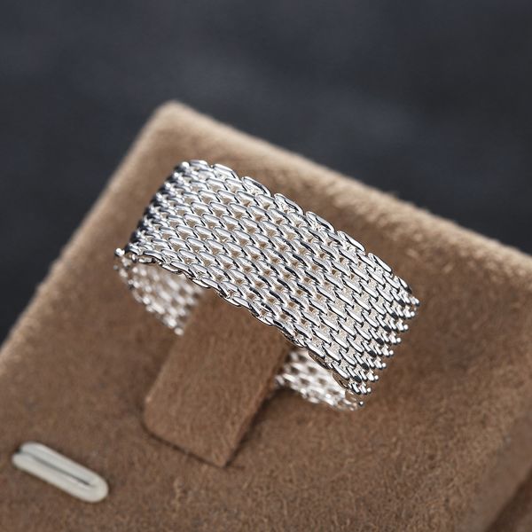 

2018 new jewelry mesh waving style heart rings 925 sterling silver #7 #8 r040 lovely girls men women gift wholesale price