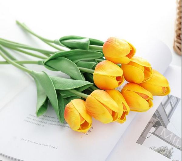 

горячий домашний сад pu тюльпаны искусственные цветы настоящее сенсорный artificiales пункт декора мини тюльпан для дома свадебные украшения
