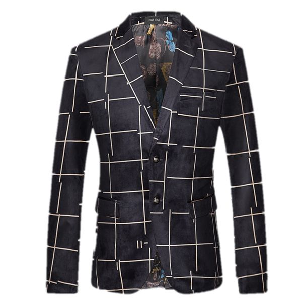 

formal suits for men lattice printing blazer fashion suits male blazers autumn personality blazer high-quality gent life, White;black