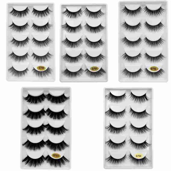 

shidishangpin 5 pairs eyelashes 3d mink lashes natural long 1 box mink eyelashes 1cm-1.5cm 3d false eyelashes full strip lashes good