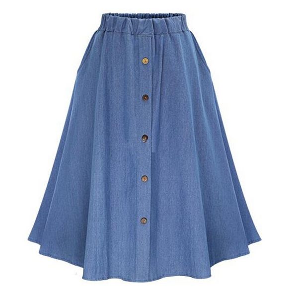 

high waist denim skirts for women fashion solid thin jean jupe casual single breasted falda vaquera 2017 new summer skirt female, Black