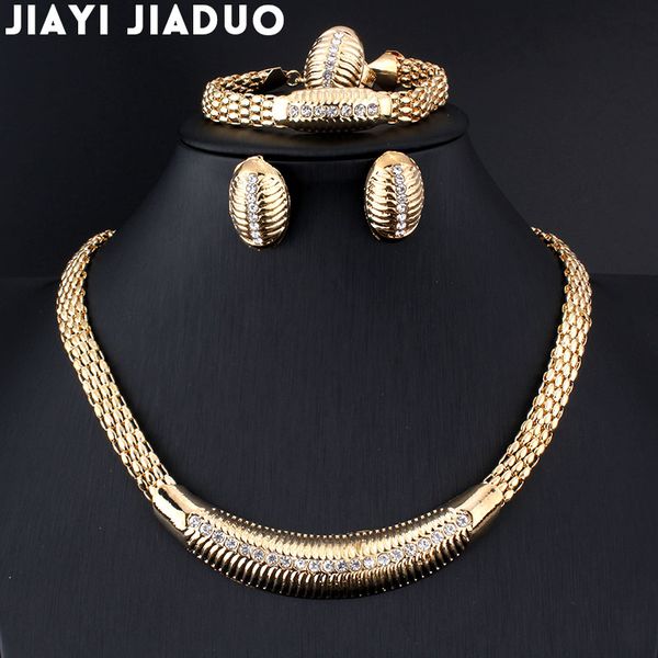 

whole salejiayijiaduo african beads wedding jewelry summer style small crystals necklace bracelet earrings gold color wedding ring set, Slivery;golden
