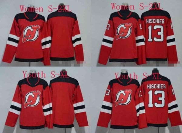 

Men Women Youth Kids New Jersey Devils 13 Nico Hischier Blank Red Jerseys All Stiched Hockey Jersey Boy Girls