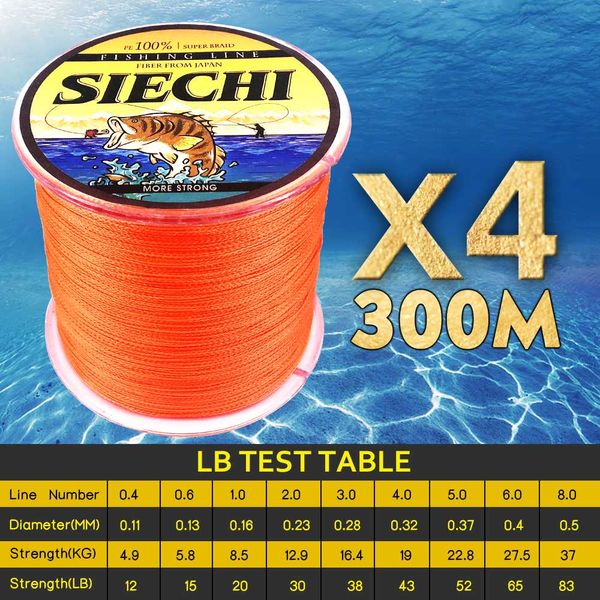 

siechi 4strands 8strands japan braided fishing line multifilament line 300m braided cord for fishing equipment 12-83lb/20-88lb