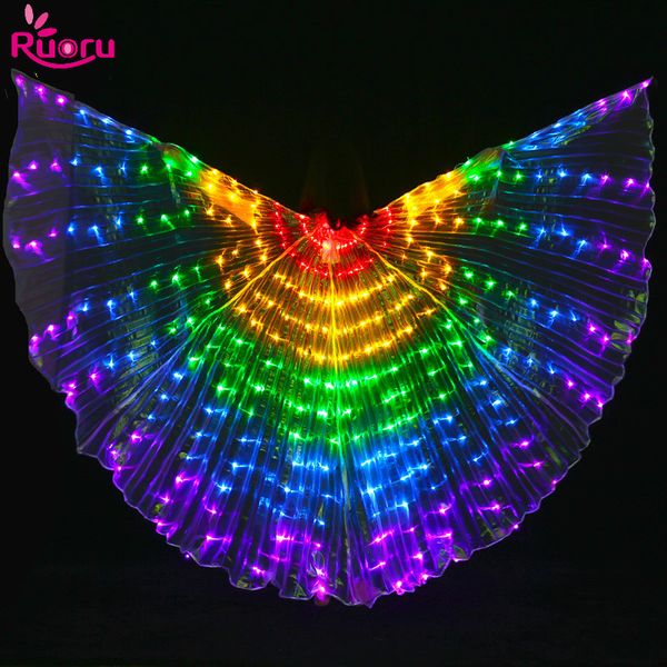 

ruoru led isis wings with adjustable sticks belly dance accessories stage performance props shining led wings open 360 degrees, Black;red