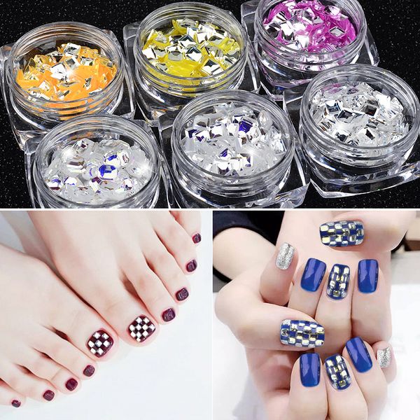

1box laser silver nail glitter sequins mirror effect 3d flashing thin flakes nail art decorations diy charm manicure accessories, Silver;gold