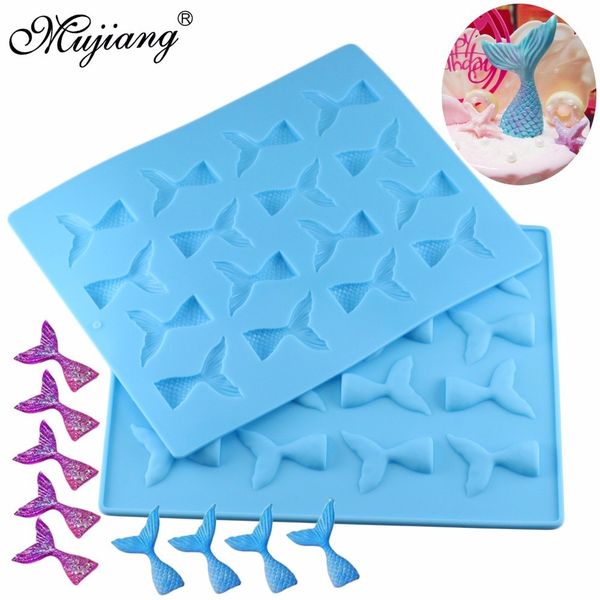 

mujiang 16 cavities mermaid tails silicone mold chocolate candy jelly molds baby birthday cupcake er cake decorating tools