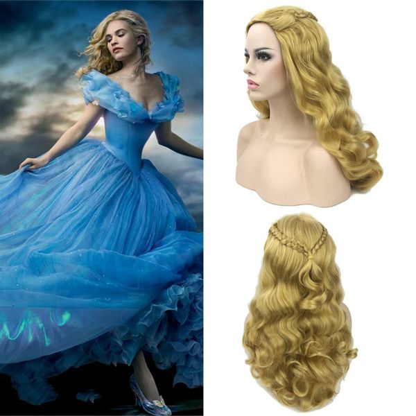 

long wave anime wigs cosplay for cinderella and sleeping beauty aurora princess vestidos costume in halloween carnival party, Silver