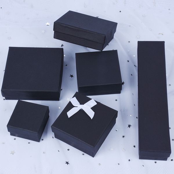 

[ddisplay] solid black jewelry set box,trend lovers ring case,classic jewelry box for necklace, fashion bracelet display, Black;white