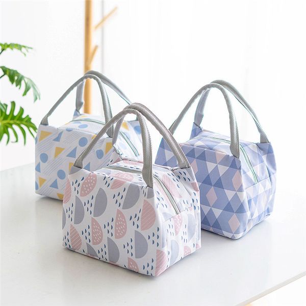 

pacgoth new series oxford lunch bags 2018 new casual insulation package thermal fresh warm keeper picinc bags 1pc, Blue;pink