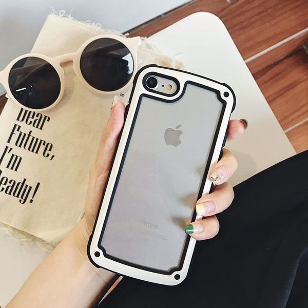 

refined for iphone 6 plus case luxury baking finished jelly tpu frame acrylic rear phone case hybrid cellphone cover