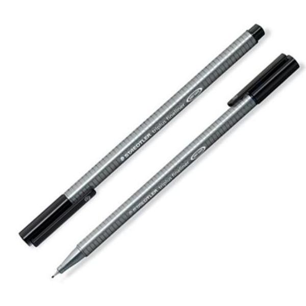 

10 pcs staedtler 334 triplus fineliner black/red/blue pens 0.3mm metal-clad tip art design