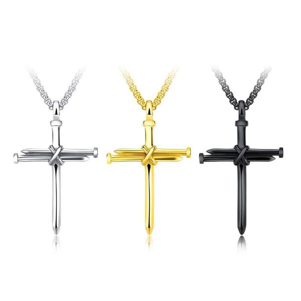 

fashion necklaces titanium steel nail cross charm pendant delicate necklace mens jewelry accessories gifts support fba drop shipping g876f