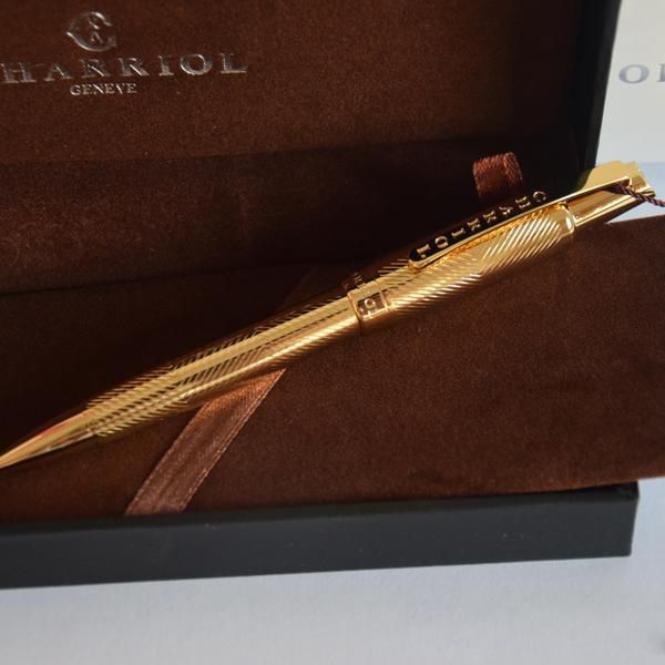 

metal charriol pen silver / golden /rosegolden luxury pen ballpoint pen with box and tag, Blue;orange