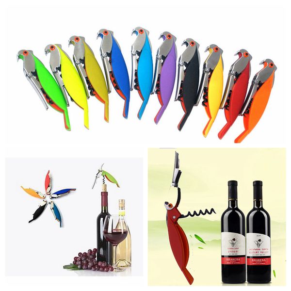 

10 colors parrot bottle opener bird wine corkscrew opener stainless steel wine corkscrew bar tool easy use creative outdoor gadgets aaa1305