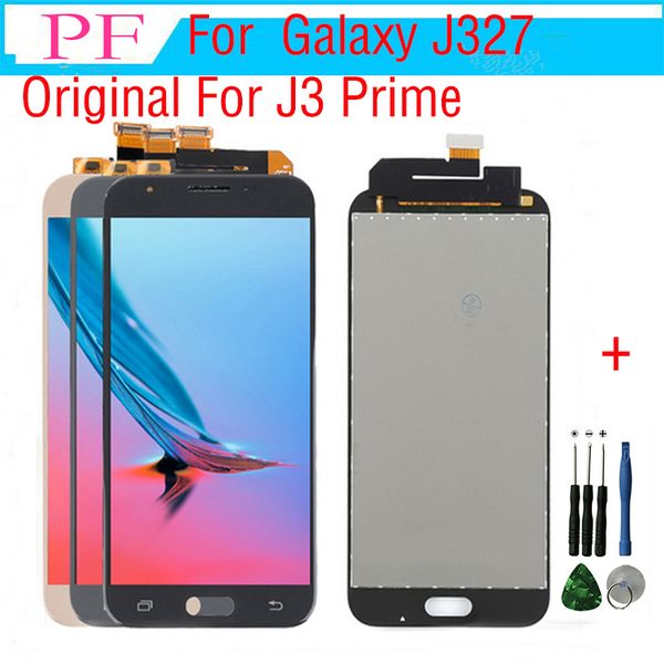 

original j327 lcd for samsung galaxy j327 j3 prime 2017 lcd display touch screen digitizer full assembly for j3 prime screen replacement