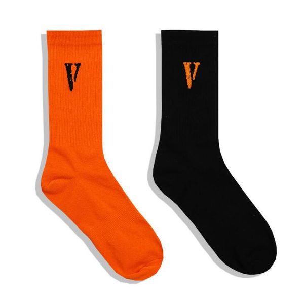 

designer brand high stree stockings men women socks fashion underwear black orange v letter print casual cotton quality