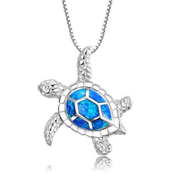 

natural blue sea turtle 925 sterling silver pendant necklace fashion jewelry charm quality 1 1/8" inch necklaces for women