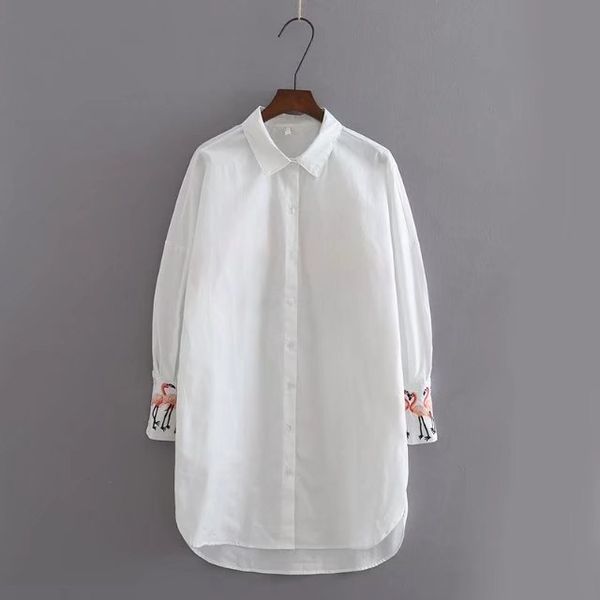 

tze48-1002 fashion wind xianhe embroidery shirt, White