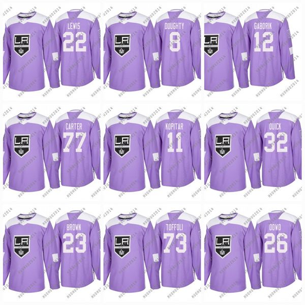 

Youth Los Angeles Kings 2018 Fights Cancer Anze Kopitar Jeff Carter Dustin Brown Jonathan Quick Marian Gaborik Drew Doughty Hockey Jerseys