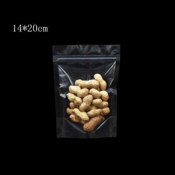 

14*20cm transparent 100pcs/lot stand up grip sealing food grade plastic ziplock storage pouch zipper reusable grocery packing bags