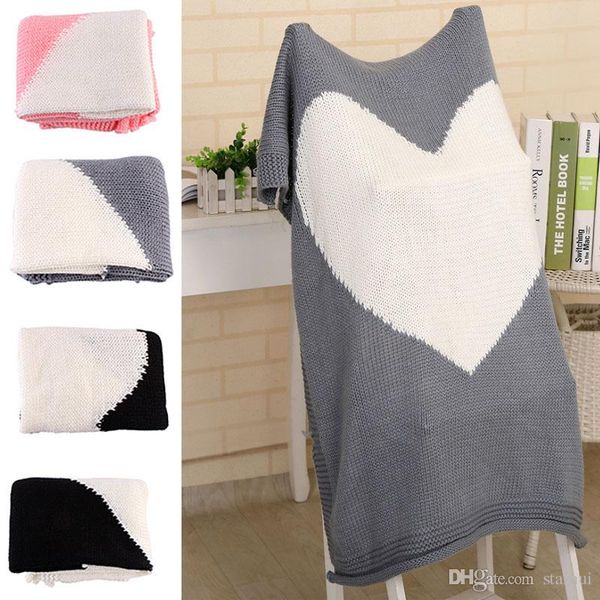 

100*78cm love heart knitted blankets baby kids newborn air condition wool quilts sofa home swadding blanket gifts wx9-223