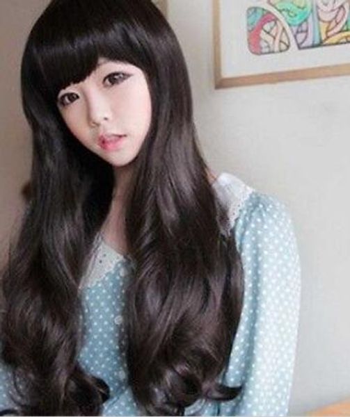 

curly long hairstyle wig hair cos-play cosplay, Black;brown