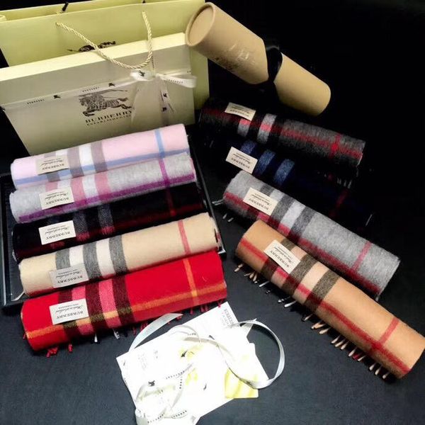 

with roll tube box gift 2019 winter luxury cashmere scarf men and women designer classic big plaid scarves pashmina infinity scarfs, Blue;gray