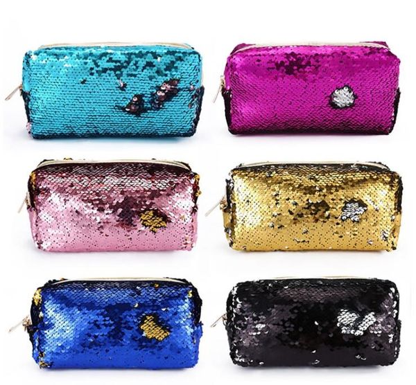 

women travel glitter cosmetic bag pencil box sequin makeup case gift portable makeup bag sequins zipper brush organizer travel portable bag