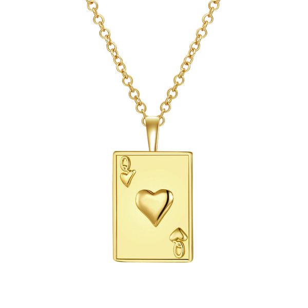 

gold color playing cards pendant necklace shiny durable elegant jewelry necklaces for christmas birthday valentines day, Silver
