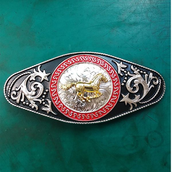

1 pcs golden running horse buckle hebillas cinturon men's western cowboy belt buckle fit 4cm wide belts, Slivery;black