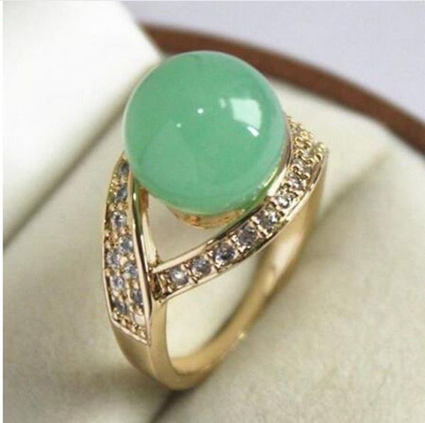 

new design two 6mm light green jade beads silver ring 7/8/9/10
