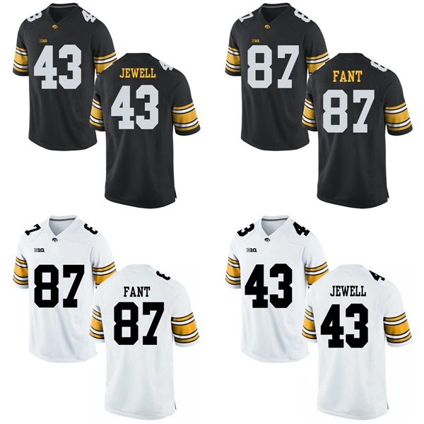 

factory outlet mens iowa 43 jewell 87 fant black white college football jerseys,ing, Black;red