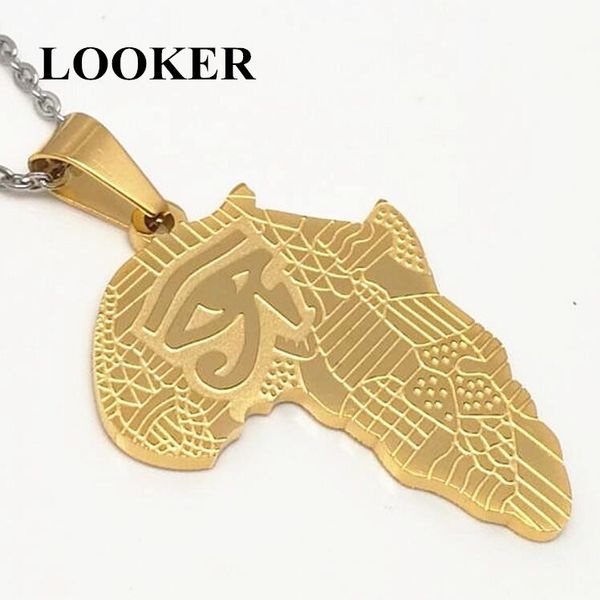 

looker africa necklace gold color pendant & chain african map hiphop gift for men/women ethiopian jewelry trendy wholesale, Silver