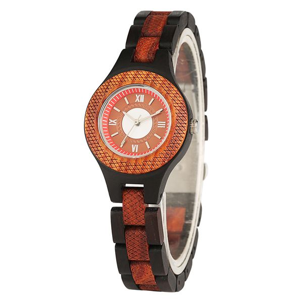 

elegant small dial women's bracelet watches quartz thin wooden band ladies watch bangle red fashion female clock gift for girl, Slivery;brown