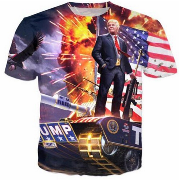

fashion mens/womans trump summer style funny 3d print casual t-shirt plus size zgx063, White;black