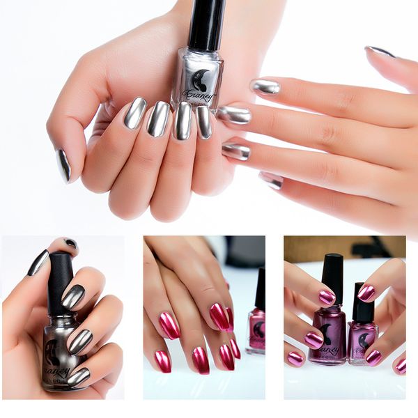 Craney Marka 6 ml Ayna Oje Kaplama Gümüş Yapıştır Metal Renk Paslanmaz Çelik Ayna Gümüş Oje Nail Art