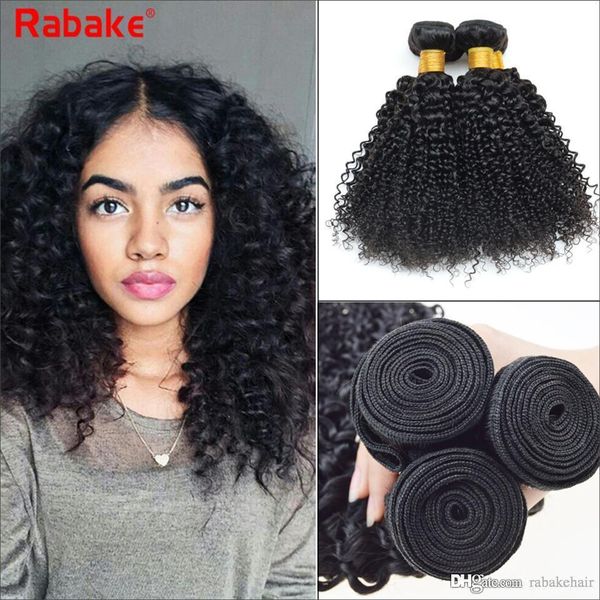 Rabake Kinky Curly Brazilian Virgin Hair Weave Bundles 100