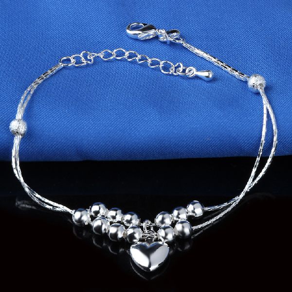 

europe and the united states fashion explosion models pentagram jewelry bell beads love anklets silver plated anklet wholesale, Red;blue