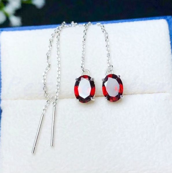 

garnet drop earring 1.4ct*2pcs gemstone natural real garnet 925 sterling silver fine jewelry #b18110607, Golden;silver