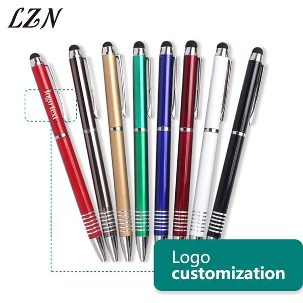 

lzn 20pcs a lot engraved name/text touch screen ballpoint metal pens school & office supplier writing stationery as gifts, Blue;orange